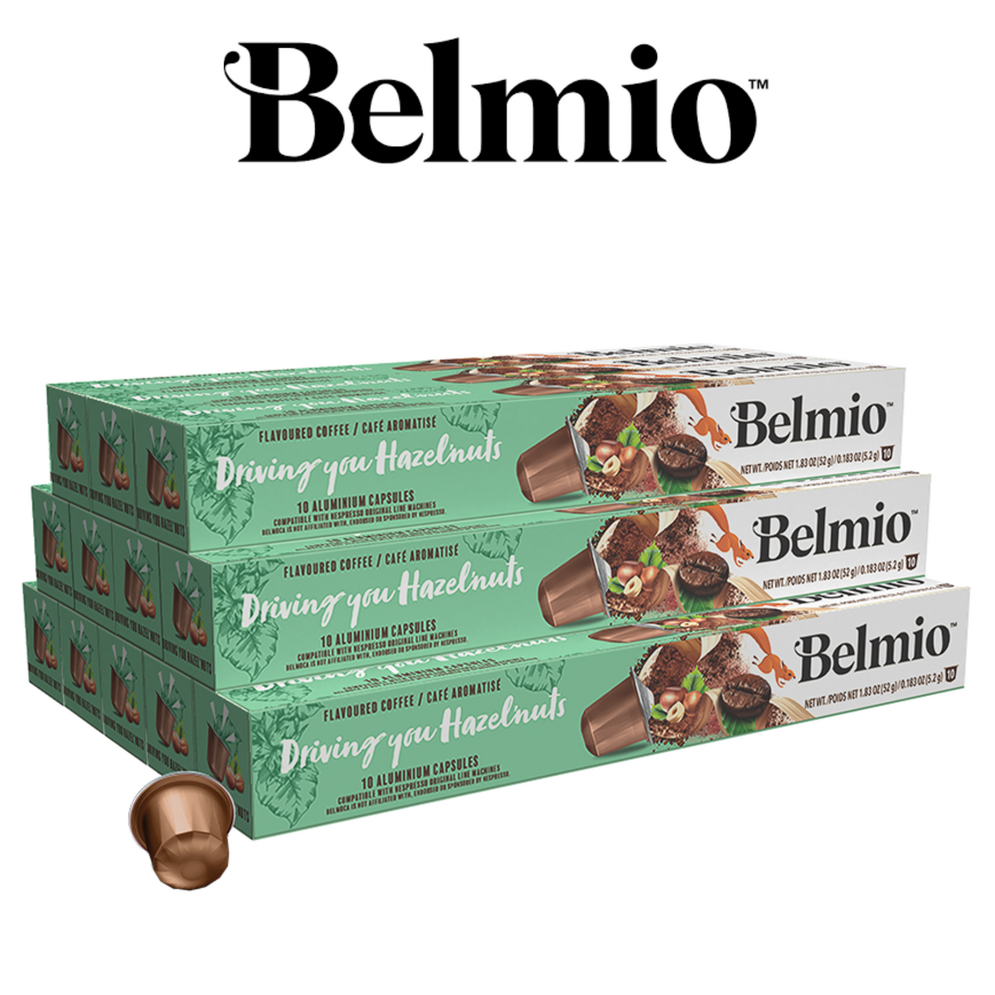 Belmio ПРОМО ПАКЕТ Driving You Hazelnuts 120бр Nespresso съвместими капсули с вкус на Лешник
